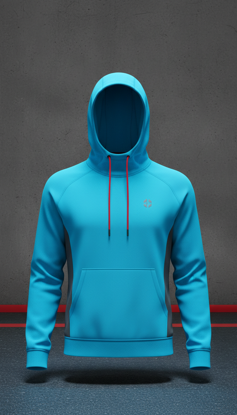 Neon Blue Performance Hoodie – Quick-Dry Fleece